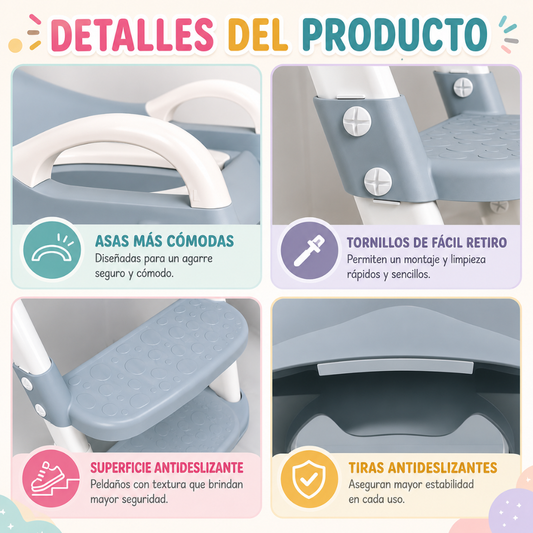 Asiento Entrenamiento Para ir al Baño con Escalera - Ayuda a tu pequeño a usar el baño con seguridad y confianza