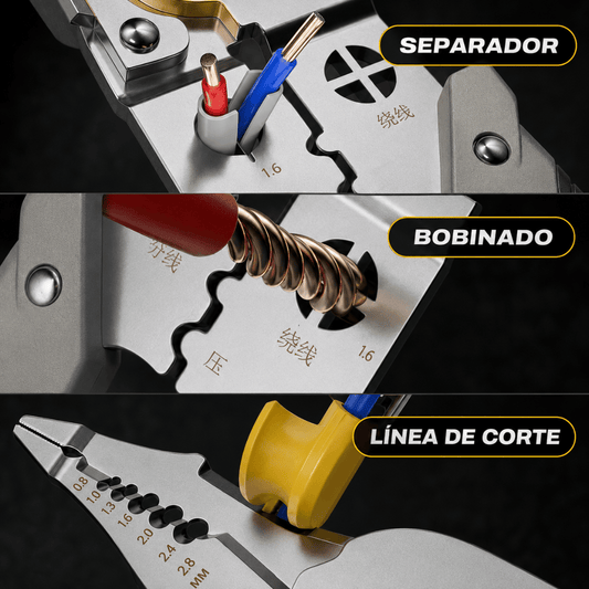 Alicate Multifuncional 5 en 1 - Pela y corta cables con precisión sin dañarlos