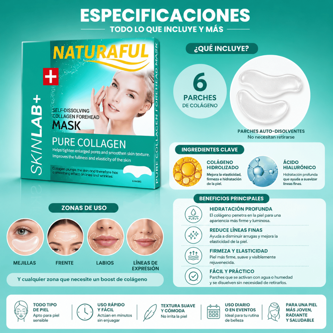 NaturalFul Parches De Colágeno Absorbentes - Piel más firme y rejuvenecida desde las primeras aplicaciones