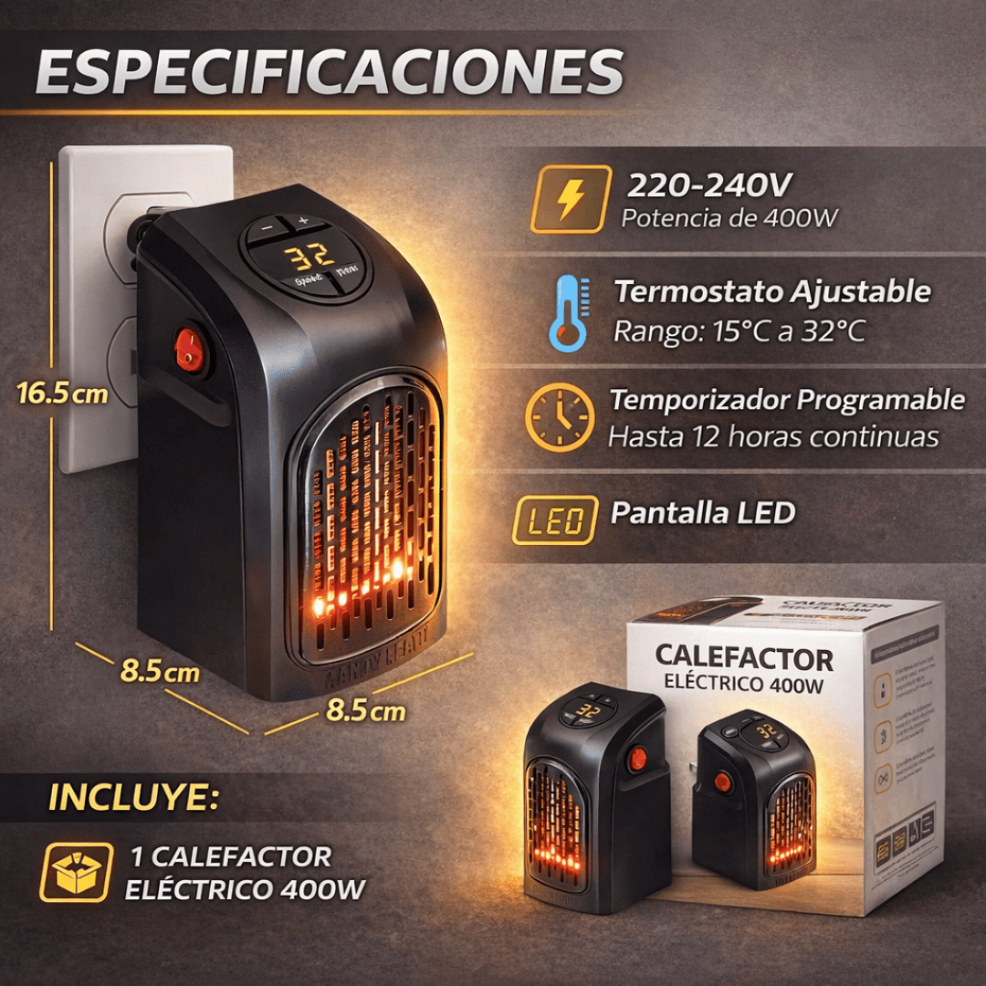 Mini Calefactor Cerámico - Lleva calor contigo a cualquier espacio de forma simple y práctica