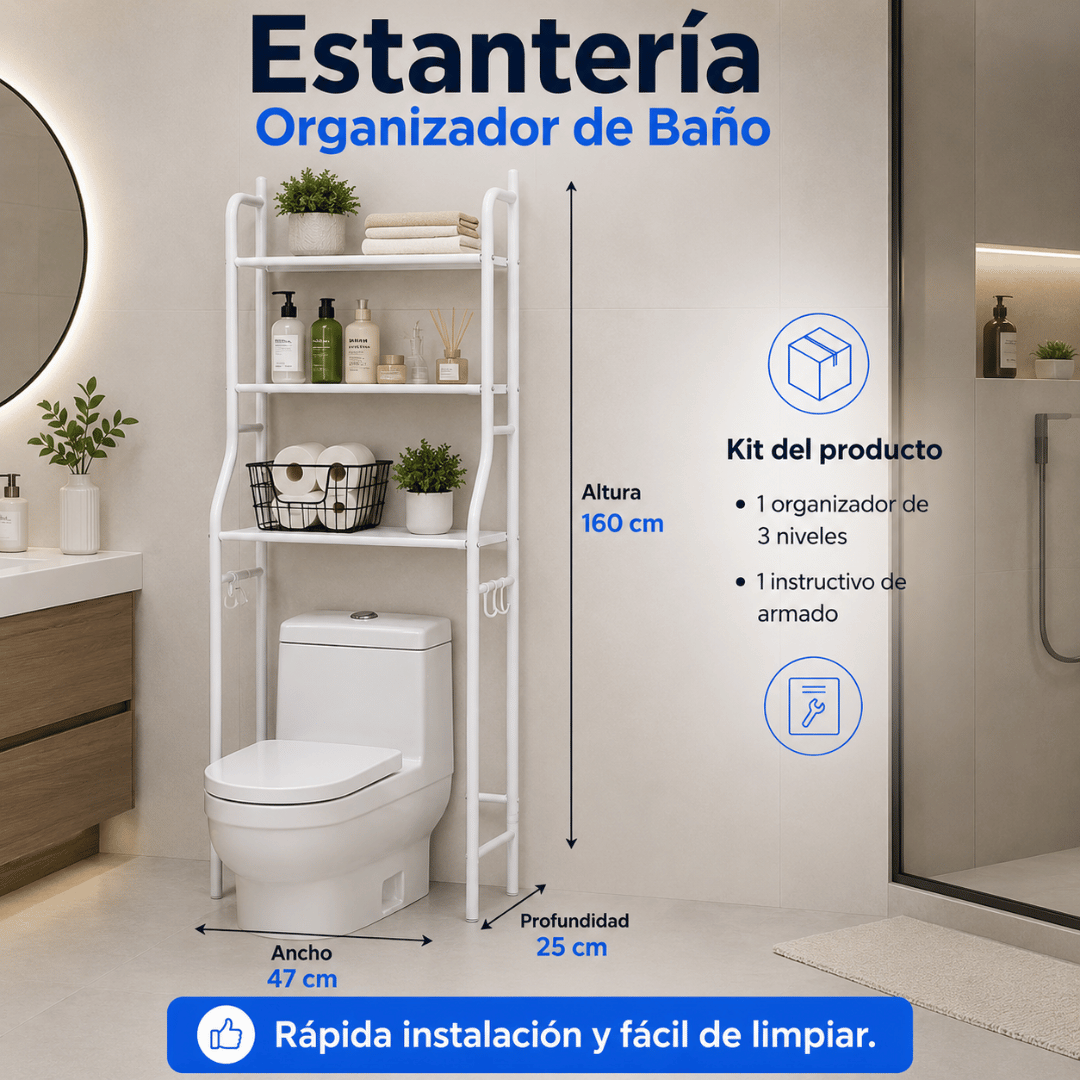 Estantería Organizador de Baño - Organiza tu baño y aprovecha cada espacio fácilmente
