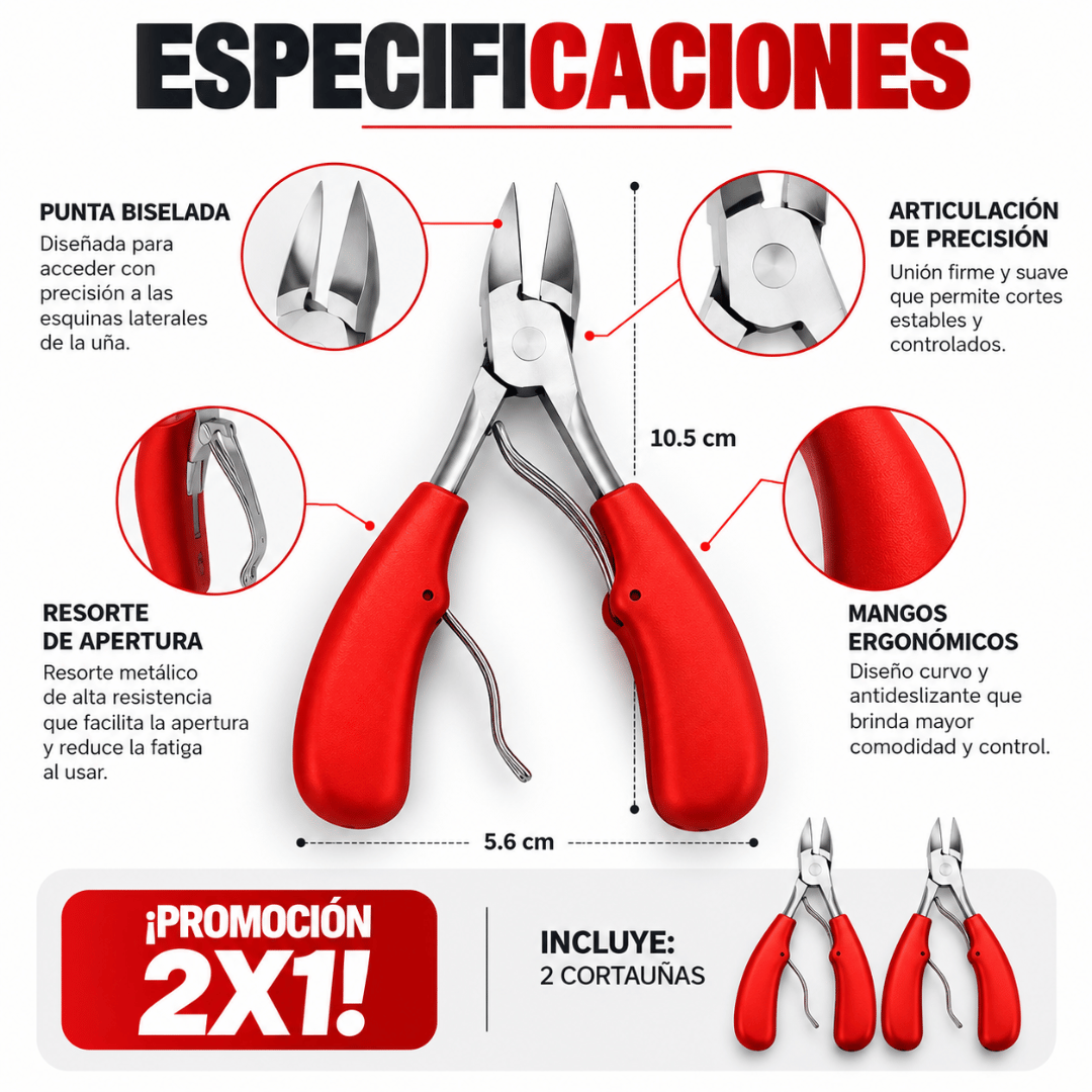 ¡Promo 2x1 Corta Uñas para Pies! - Corta uñas gruesas con mayor precisión y comodidad