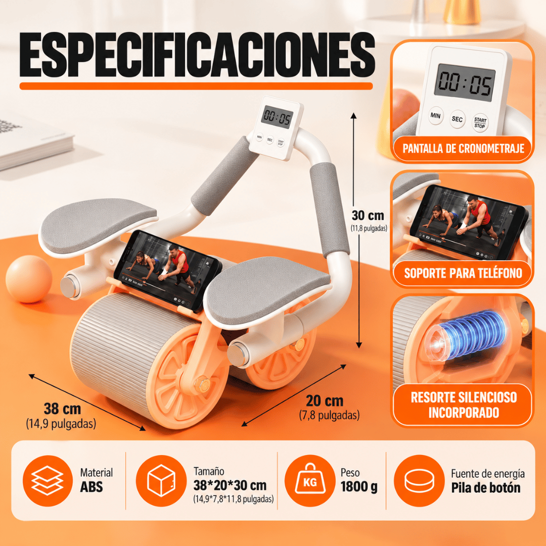 Rueda Abdominal Soporte Con Auto Rebote - Entrena tu abdomen de forma práctica y efectiva