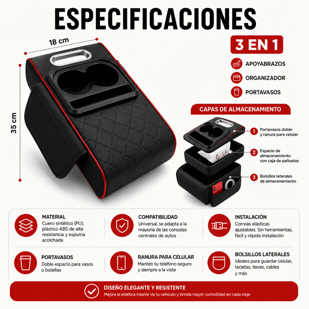 Portavasos Universal Para Auto - Mantén tu auto organizado y tus objetos siempre al alcance
