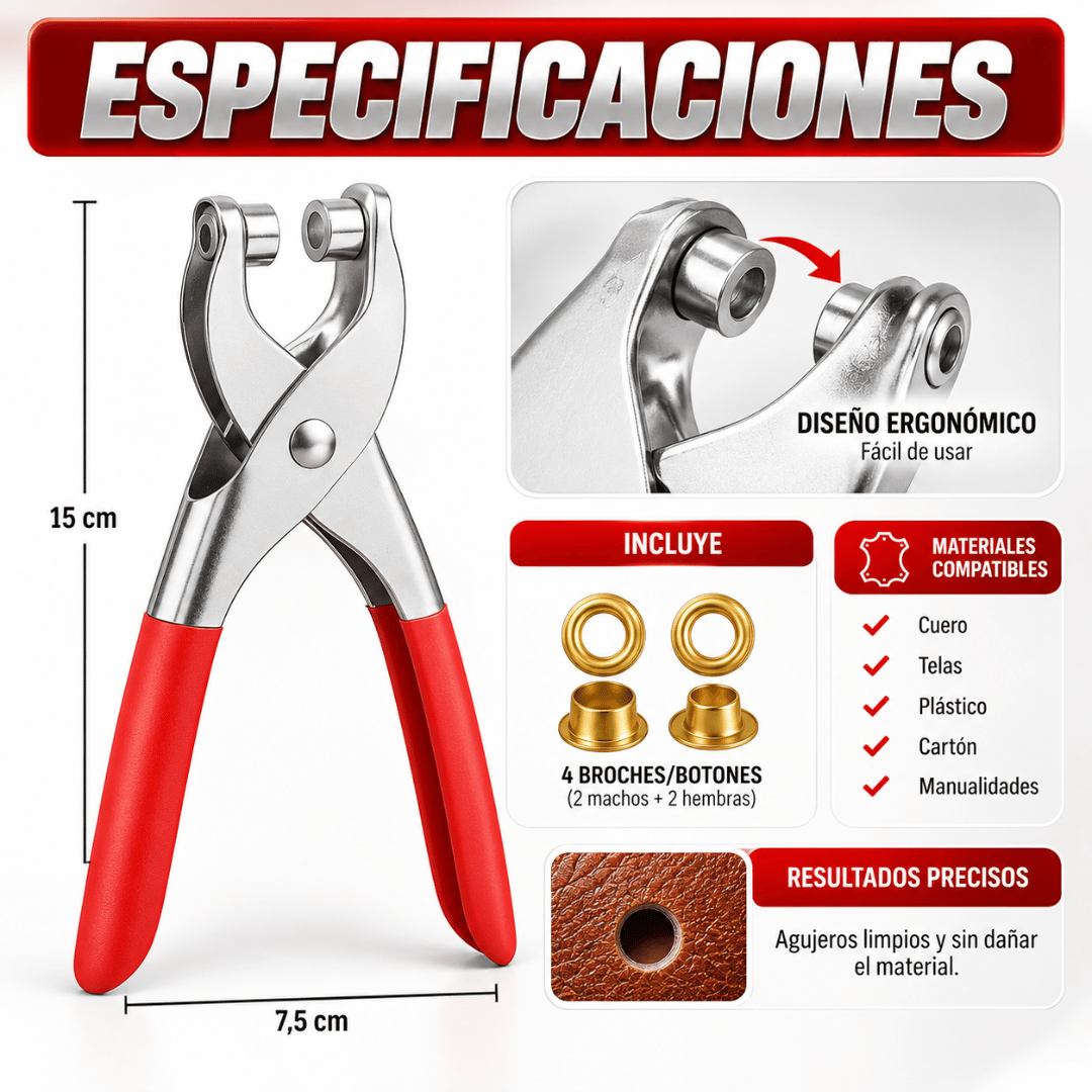 Perforador de Ojales para Broches y Botones - Realiza perforaciones precisas de manera rápida y sencilla