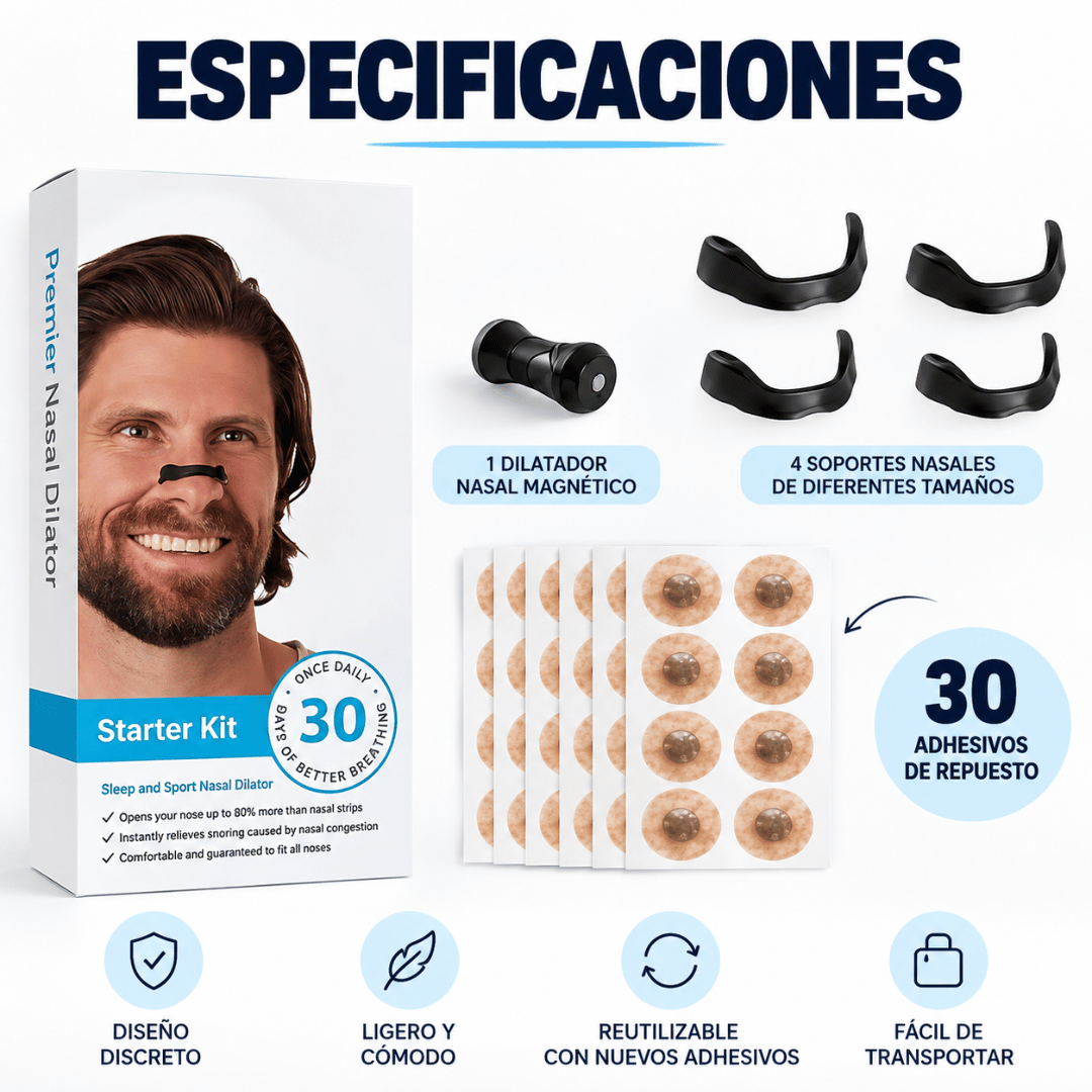 Kit 30 Bandas Nasales Magnéticas - Respira con mayor comodidad y disfruta un mejor descanso