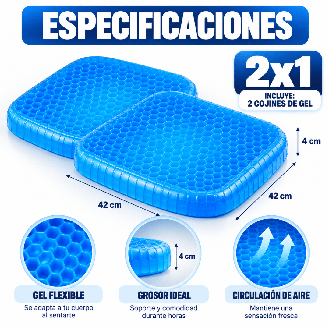 Pack 2 Cojines de Gel Ortopedico - Soporte flexible para una postura más cómoda