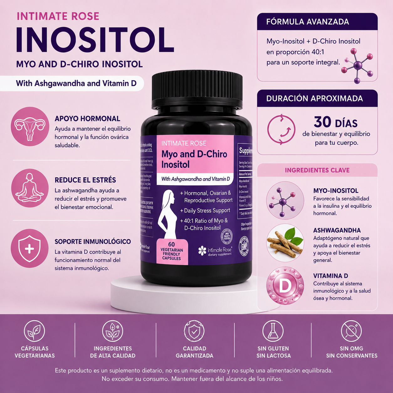 Inositol 60 Cápsulas - Equilibrio femenino para apoyar tu ciclo natural