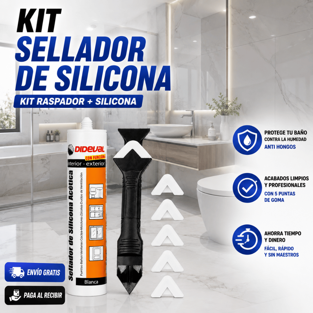 Kit Raspador + Silicona para Baño/Cocina - Facilita la eliminación de silicona en juntas y superficies