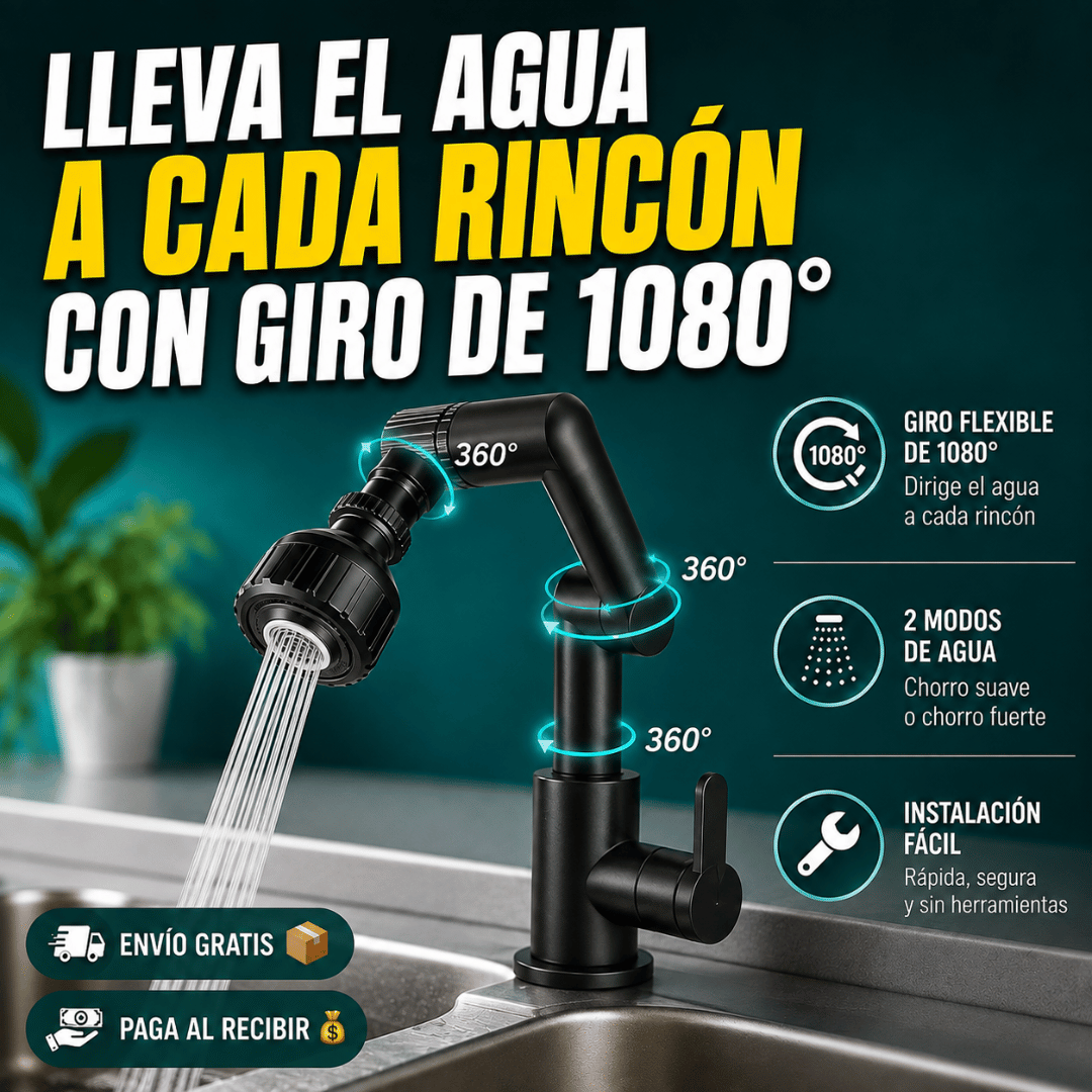 Grifo 1080° De Cocina - Más alcance y control del agua para una limpieza cómoda