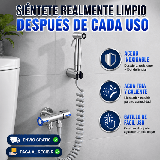 Ducha Higiénica de Mano para WC - Disfruta una higiene íntima más profunda después de cada uso