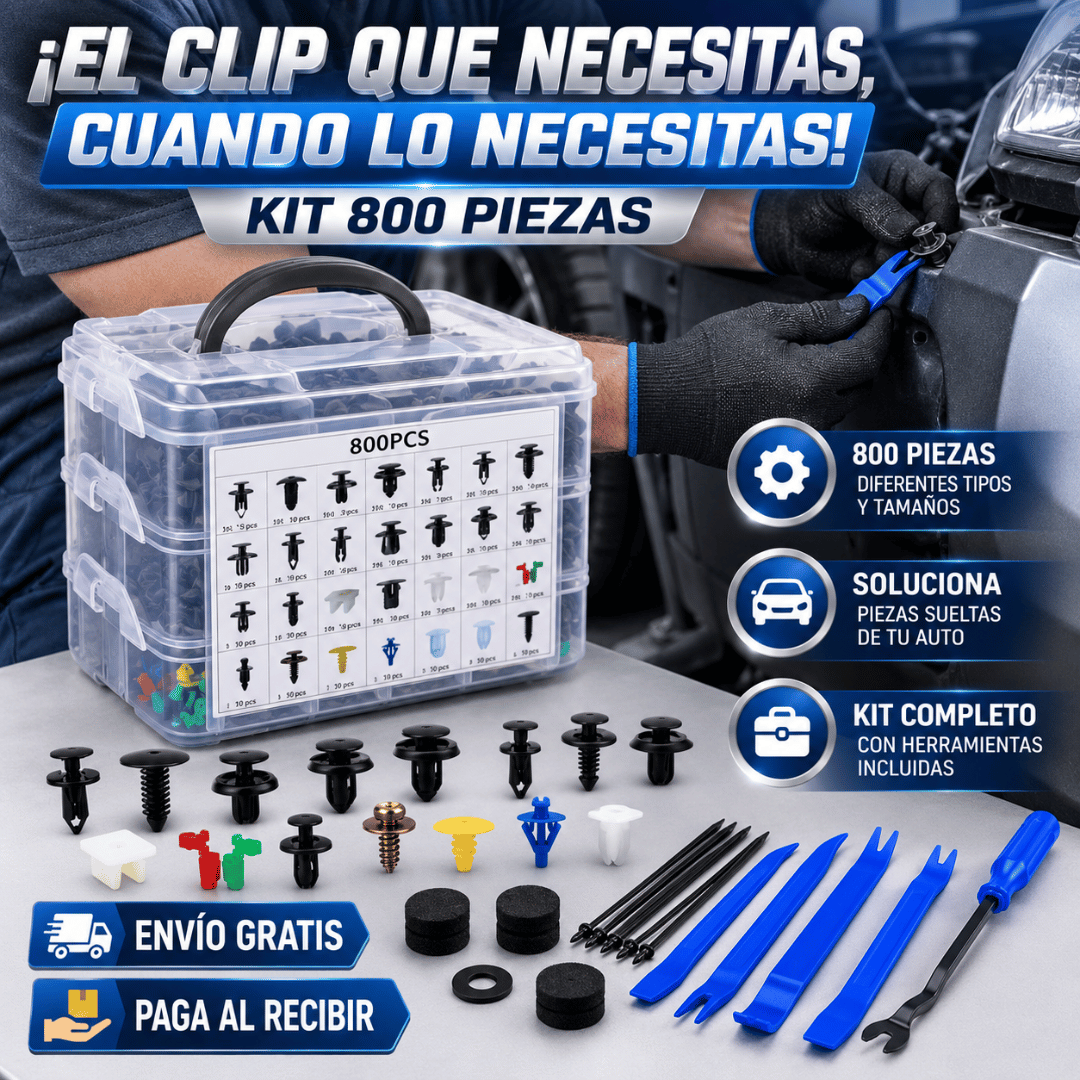 Kit 800 Clips y Sujetadores Para Auto - Soluciona piezas sueltas y renueva las fijaciones de tu auto