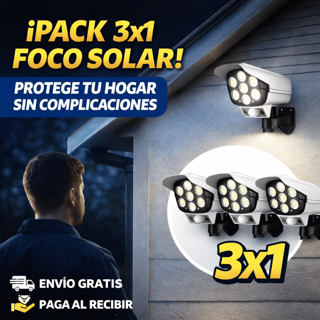 ¡Pack 3x1 Foco Solar! - Iluminación exterior que simula vigilancia y protege tu hogar