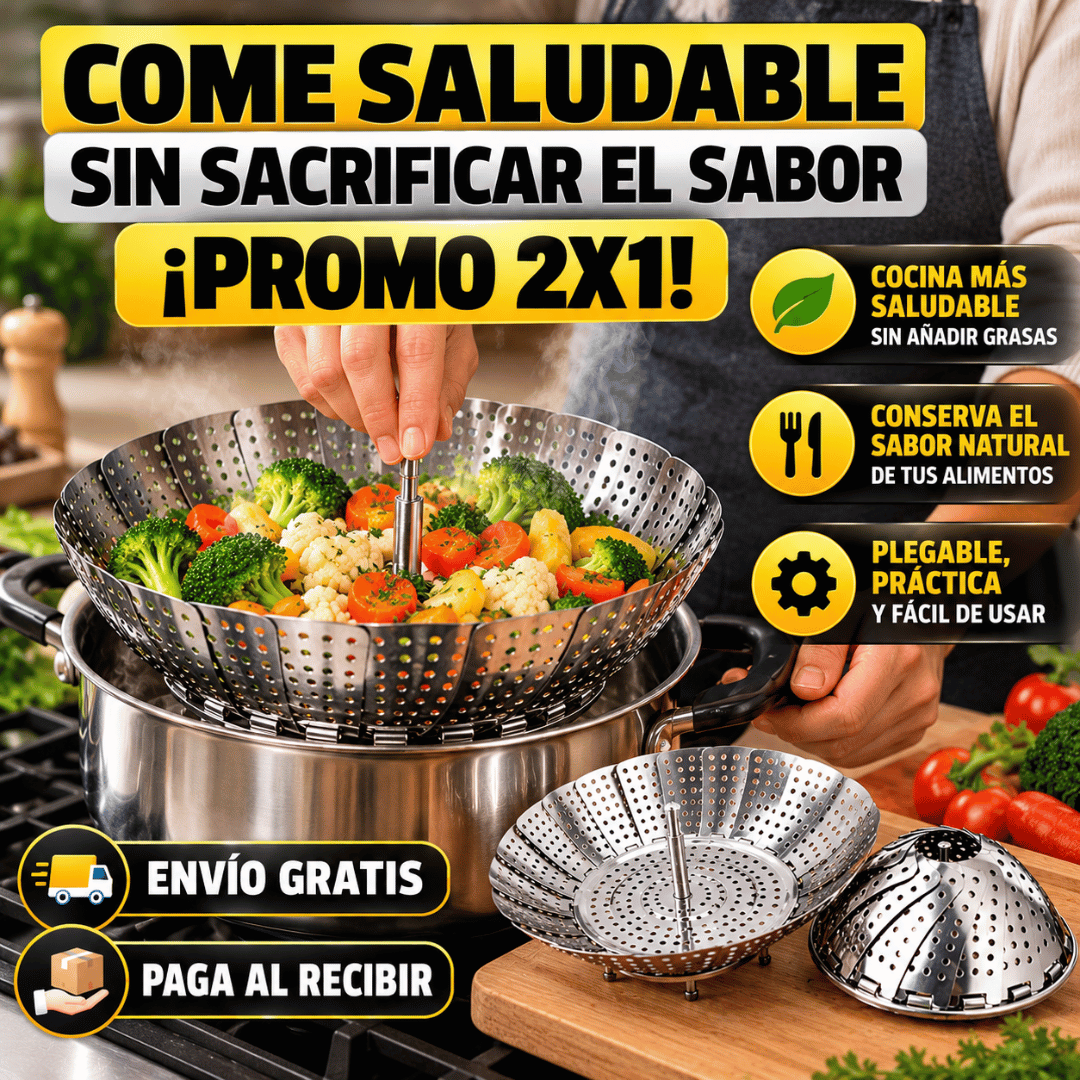 ¡Promo 2x1 Vaporera Plegable Cocina! - Cocina al vapor de forma saludable y conserva el sabor natural