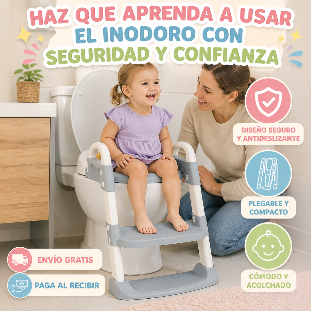 Asiento Entrenamiento Para ir al Baño con Escalera - Ayuda a tu pequeño a usar el baño con seguridad y confianza