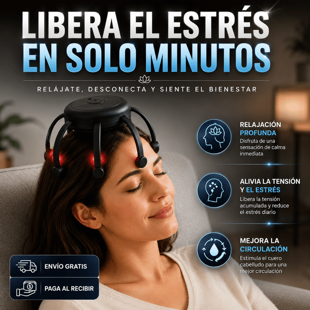 Masajeador De Cabeza Pulpo Recargable - Disfruta un masaje relajante para desconectar del estrés diario
