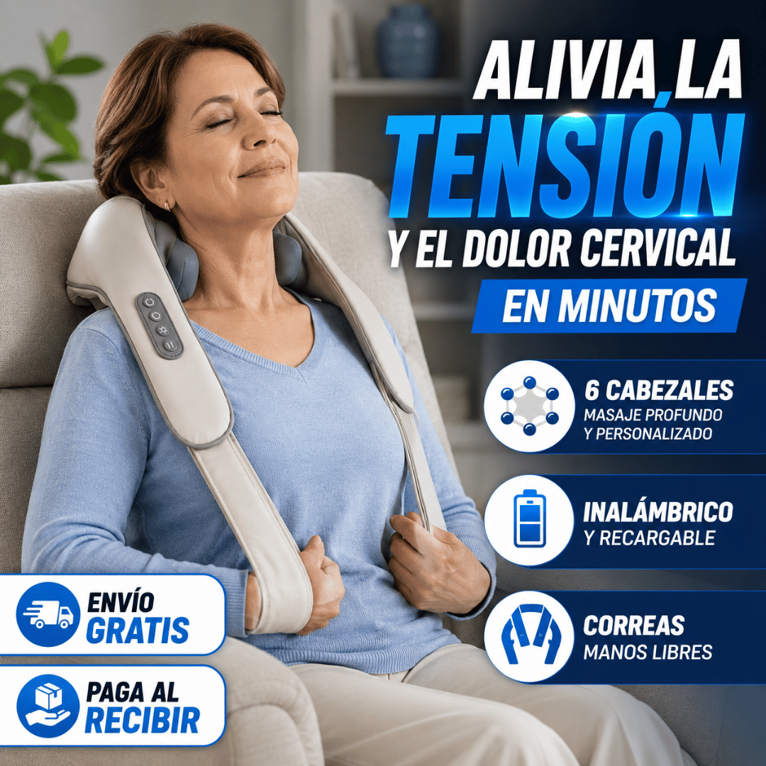 Masajeador Inalámbrico de Cuello y Hombros - Reduce la tensión cervical desde la comodidad de tu hogar