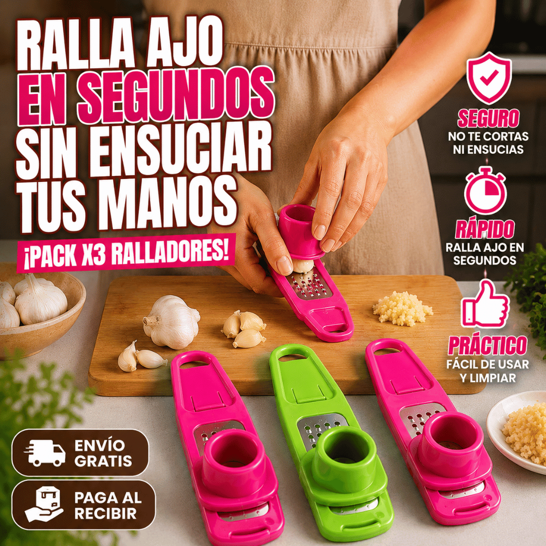 ¡Pack 3 Mini Rayadores de Ajo! - Raya ajo en segundos sin ensuciar tus manos