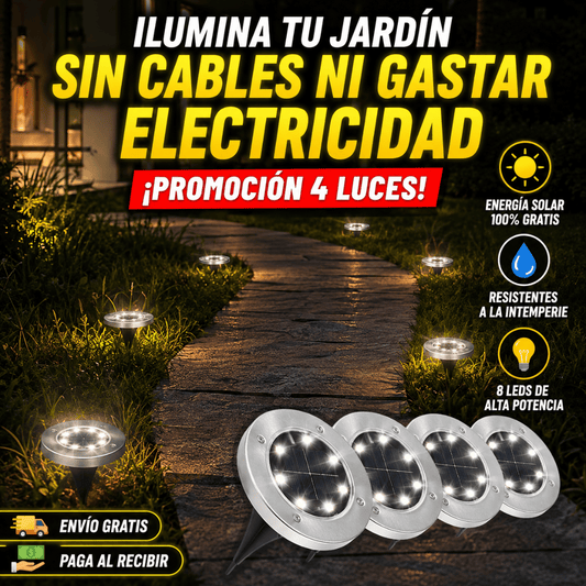 ¡Pack 4 Focos Solares Jardín Estaca! - Ilumina tu jardín automáticamente sin gastar electricidad