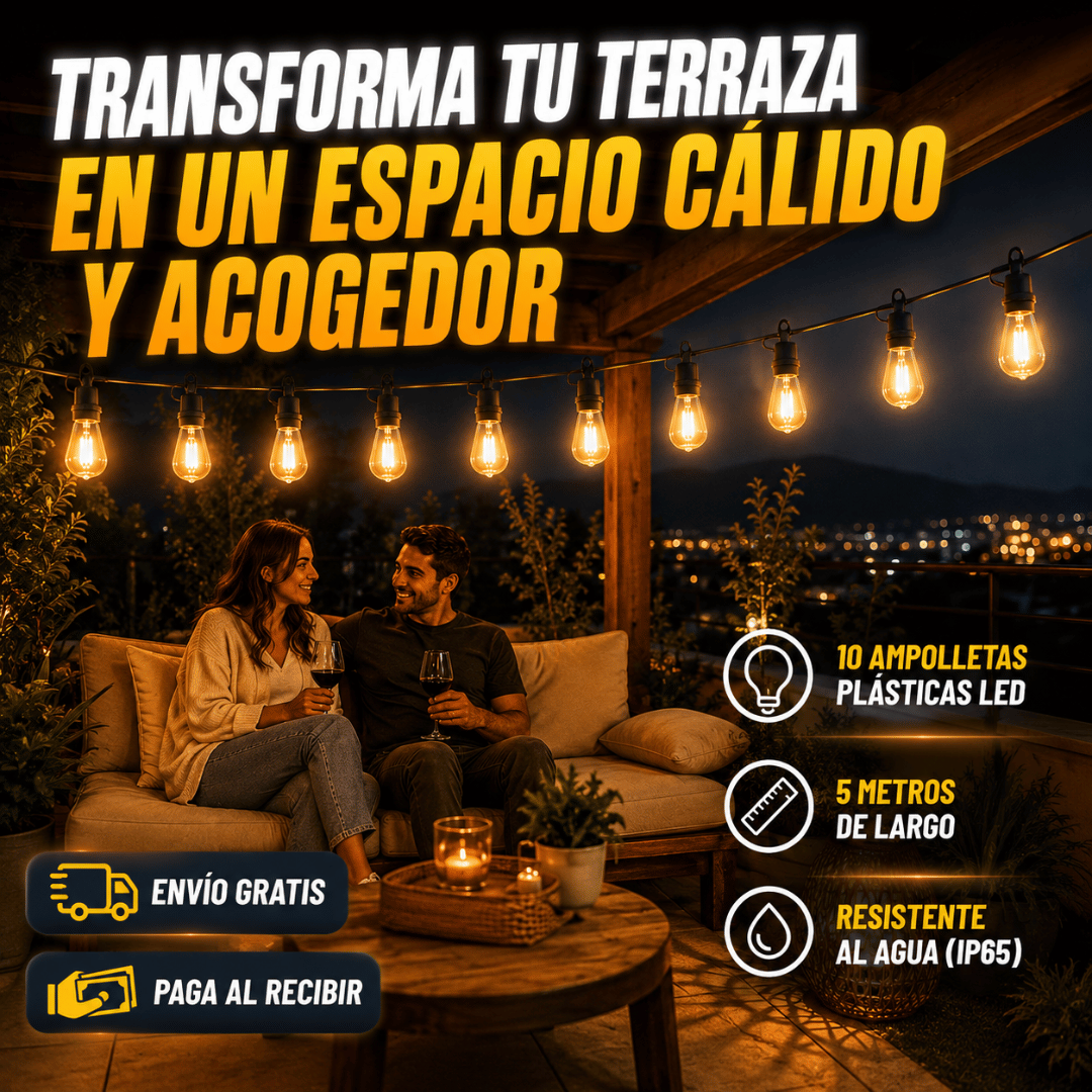 Set 10 Ampolletas 5 Metros Impermeables - Transforma tus espacios en ambientes cálidos y acogedores