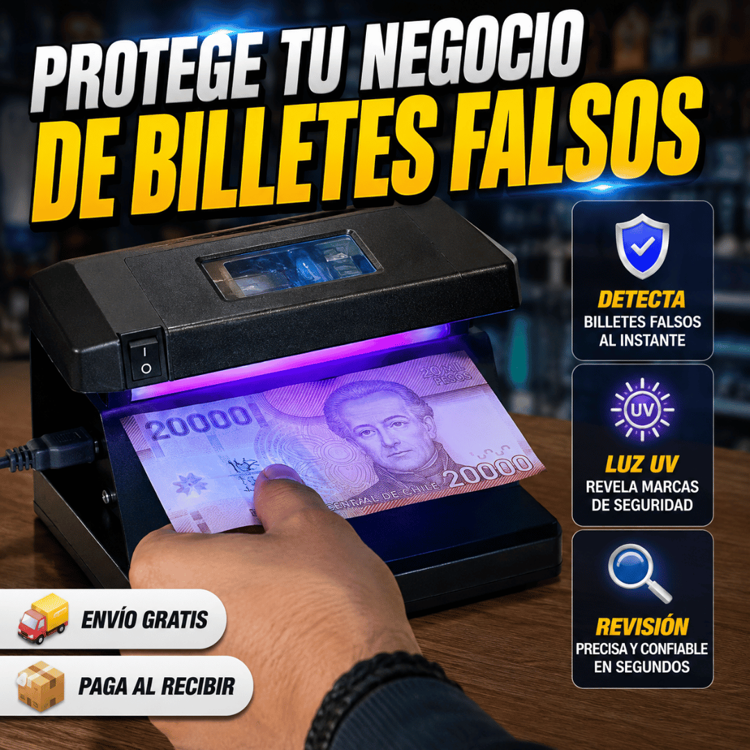 Detector de Billetes Falsos Luz UV - Verifica tus billetes y protege cada venta