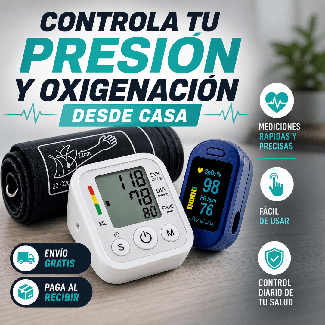 Kit Tensiometro + Oximetro  - Controla tu presión y oxígeno fácilmente desde casa