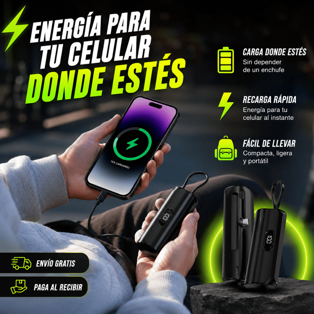 Cargador Portátil Cápsula - Energía portátil para mantener tu celular cargado donde estés