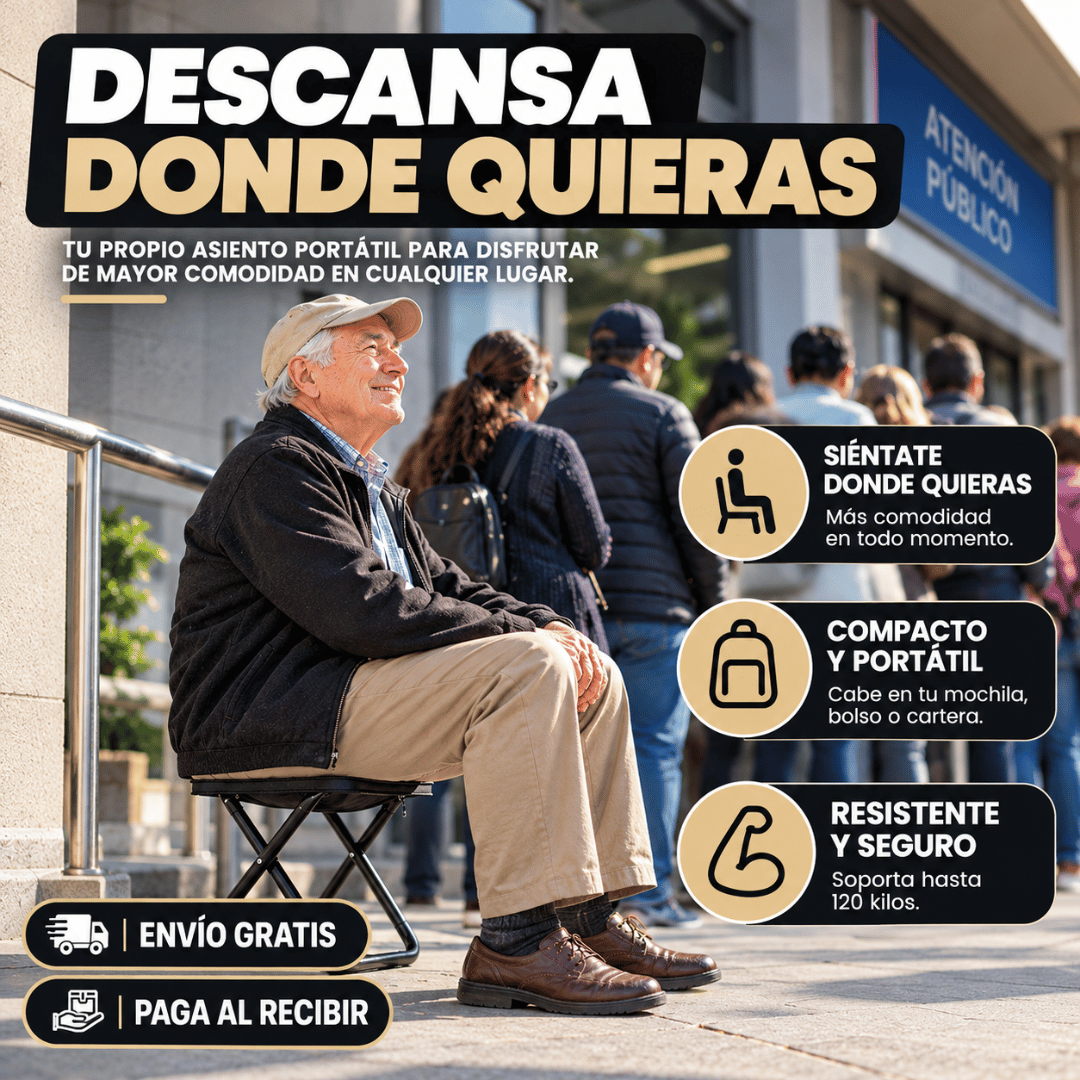 Asiento Plegable Descanso Express - Descansa cómodamente donde quieras con tu asiento portátil