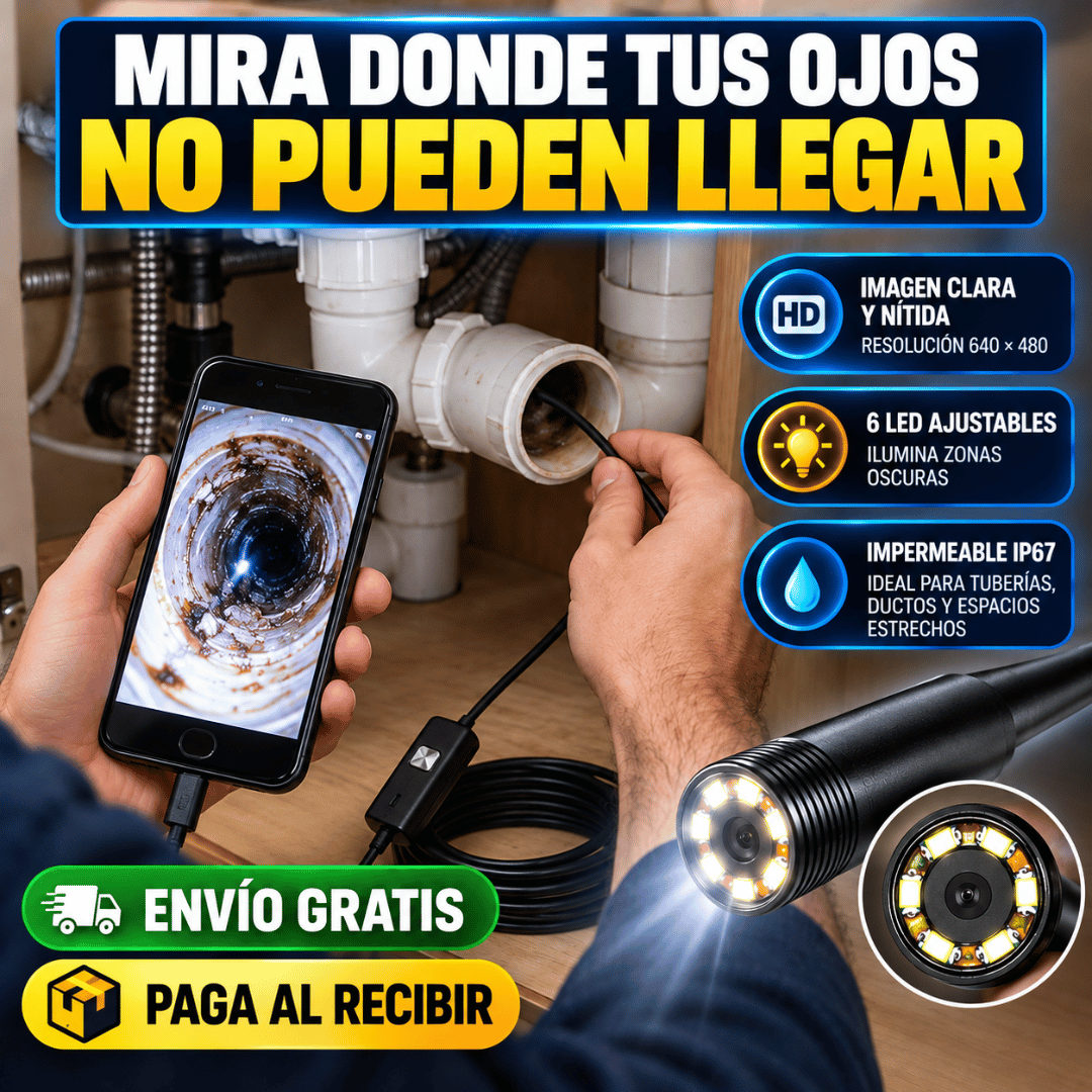 Camara Endoscopio Digital para Teléfono - Explora tuberías, ductos y espacios estrechos con claridad