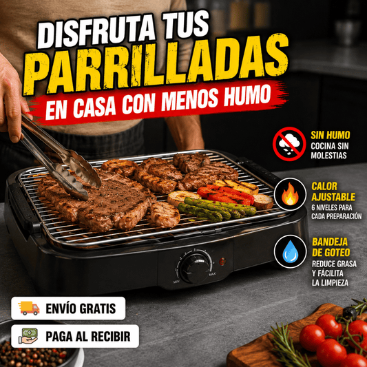 Parrilla Eléctrica Para Asados - Disfruta parrilladas en casa con menos humo y sin carbón