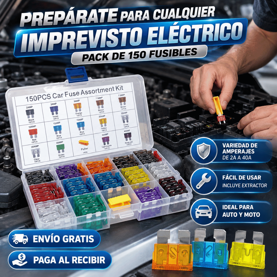 Caja 150 Fusibles Eléctricos - Ten fusibles de repuesto listos ante imprevistos eléctricos