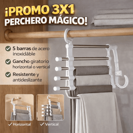 ¡Promo 3x1 Perchero Mágico! - Multiplica el espacio de tu clóset de forma simple y práctica
