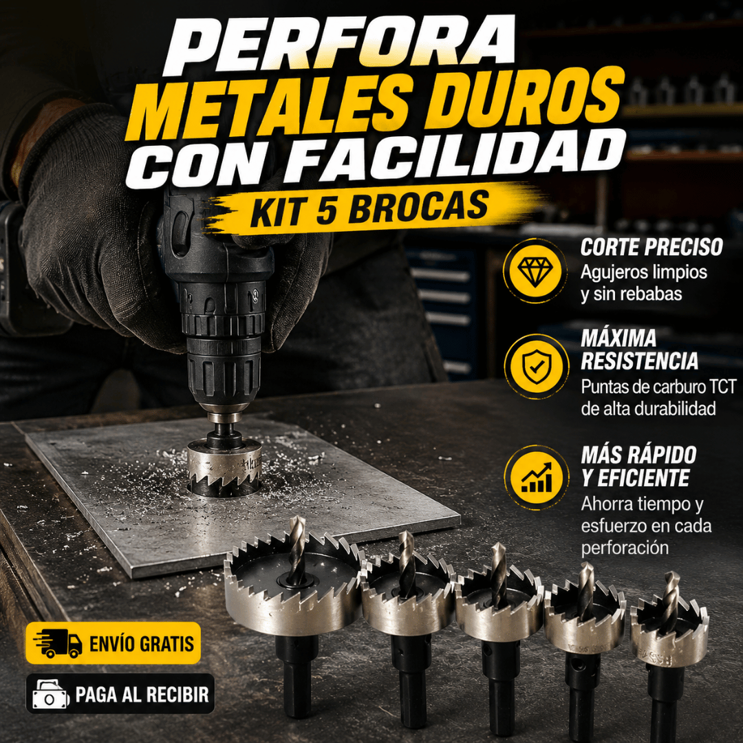 Kit 5 Brocas Perforadoras - Perfora metales duros con mayor facilidad y precisión
