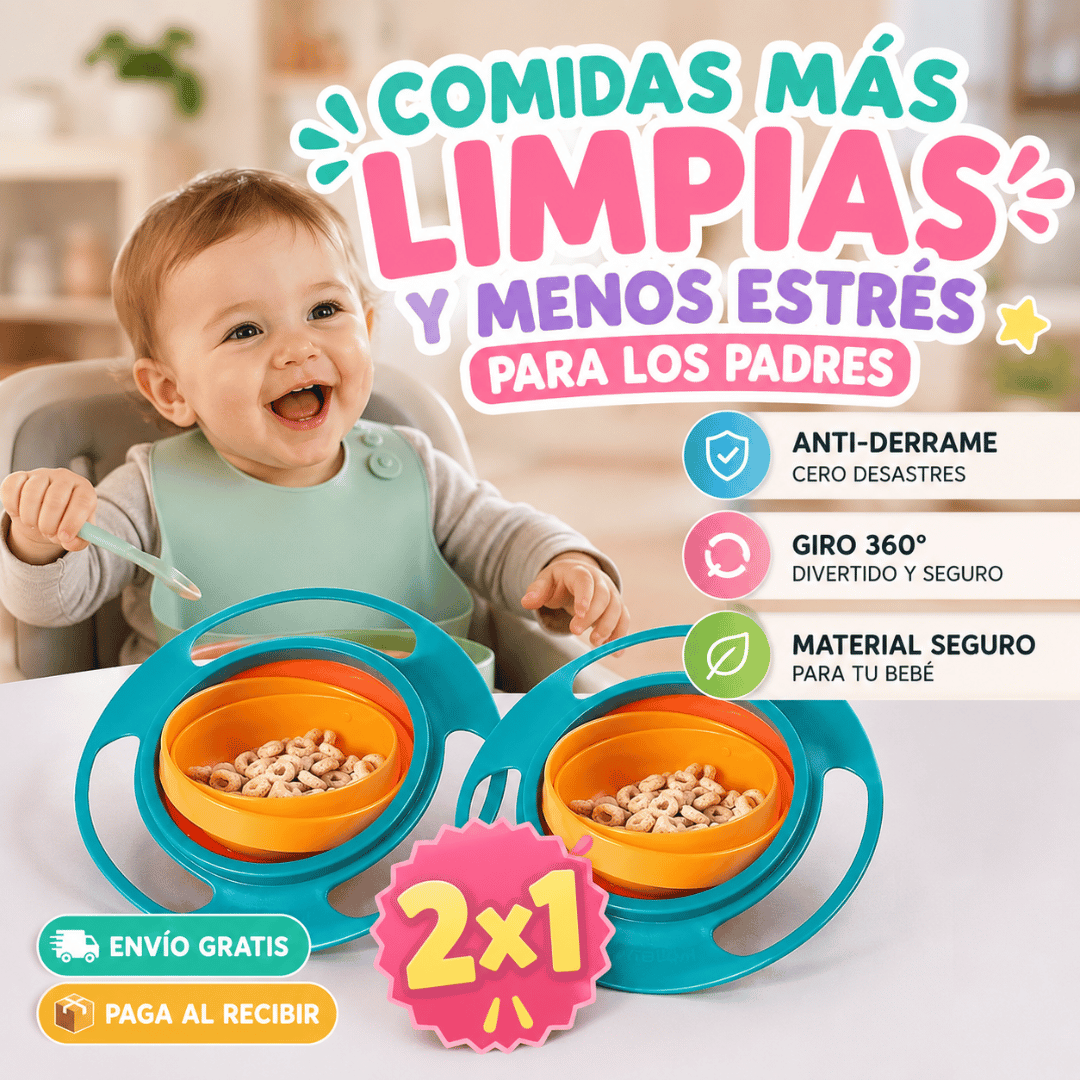 ¡Promo 2x1 Plato Bowl 360° Antiderrame Para Bebé! - Comidas más limpias y menos estrés para los padres