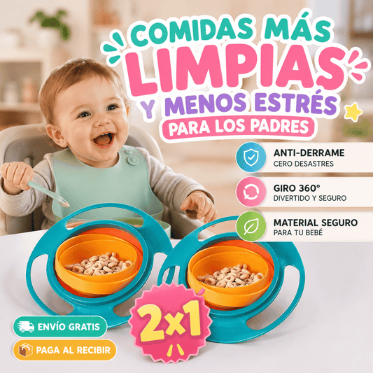 ¡Promo 2x1 Plato Bowl 360° Antiderrame Para Bebé! - Comidas más limpias y menos estrés para los padres