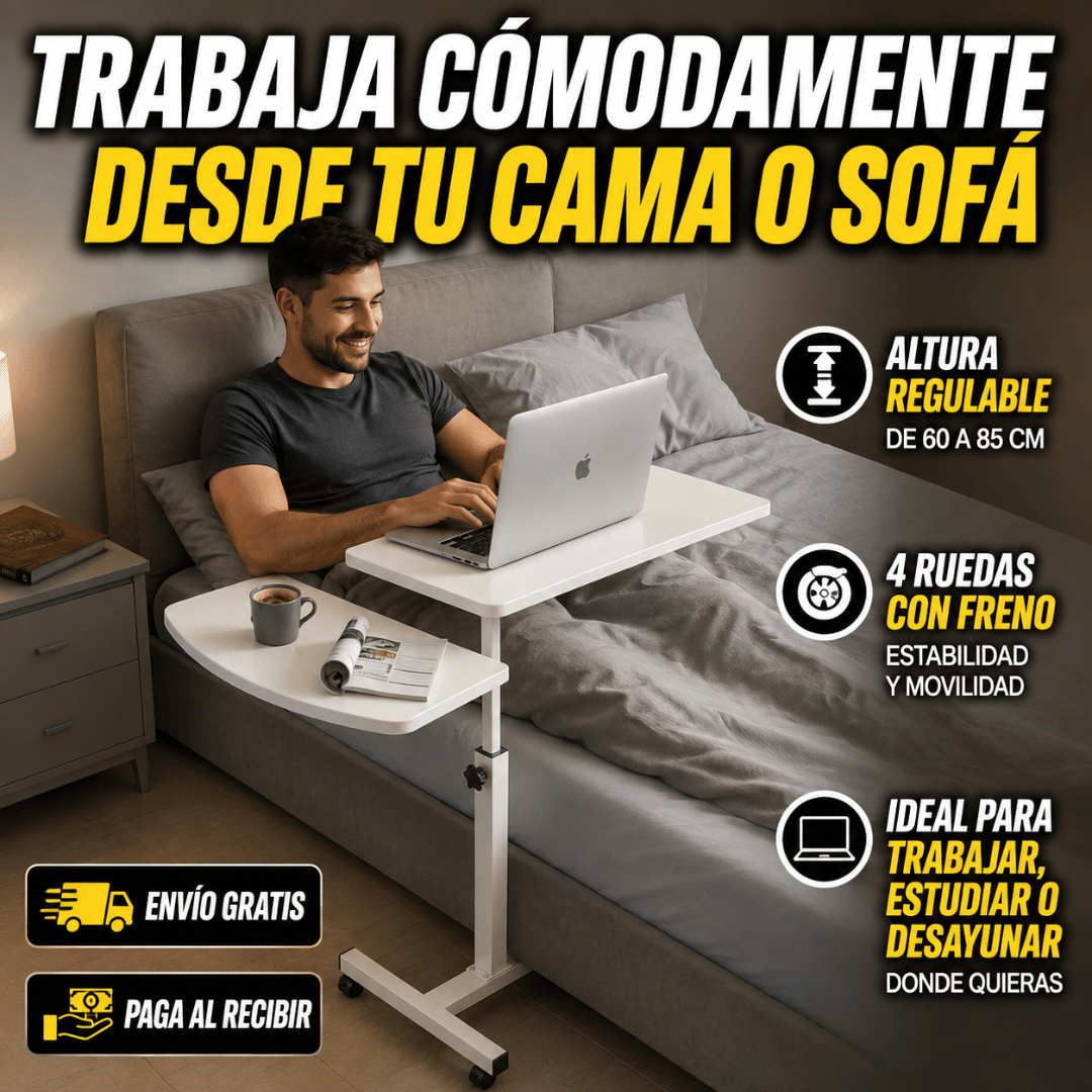 Mesa Ajustable Multifuncional - Trabaja cómodamente desde tu cama o sofá