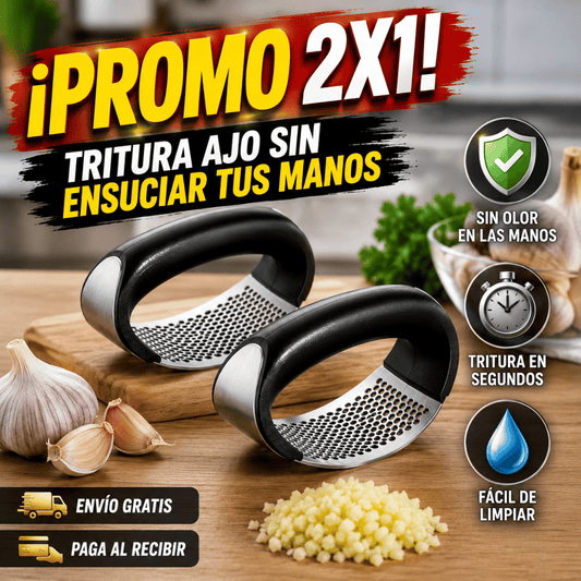 ¡Promo 2x1 Moledora Ajos! - Tritura ajo en segundos sin ensuciar tus manos