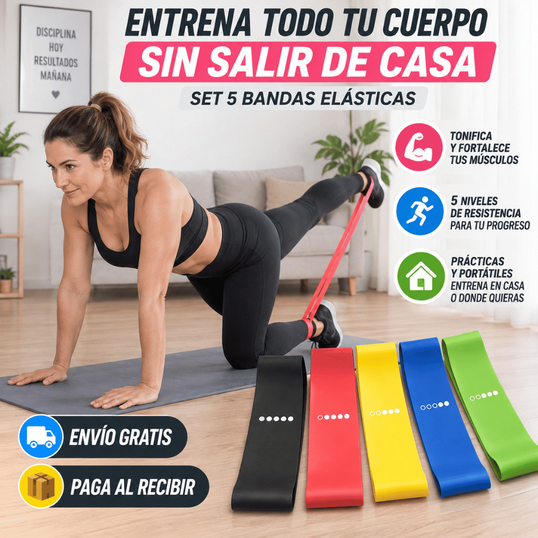 Set 5 Bandas Elásticas - 5 Niveles de Resistencia para Entrenar y Progresar a tu Ritmo