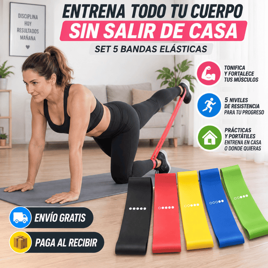 Set 5 Bandas Elásticas - 5 Niveles de Resistencia para Entrenar y Progresar a tu Ritmo