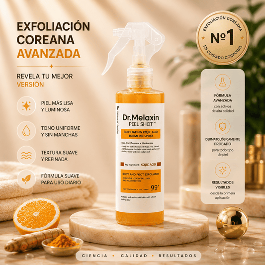 Dr. Melaxin Peel Shot™ Exfoliante Corporal Kojic + Turmeric 200ml - Renueva la piel para un aspecto más uniforme y luminoso