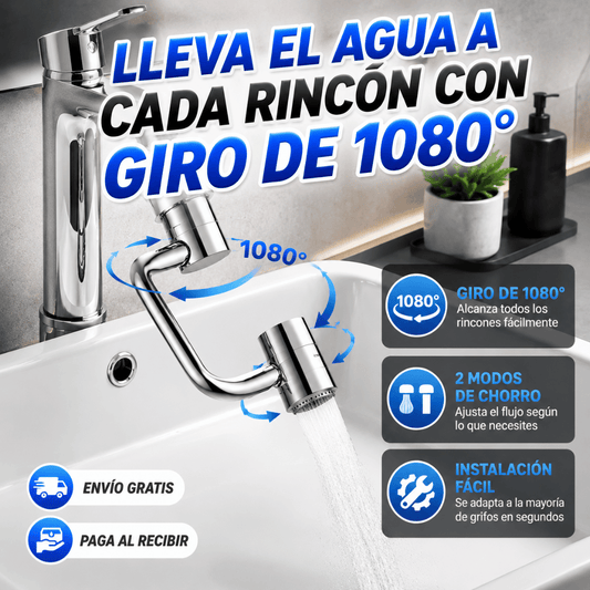 ¡Promo 2x1 Adaptador Grifo 1080°! - Alcanza todo el fregadero de forma cómoda y precisa