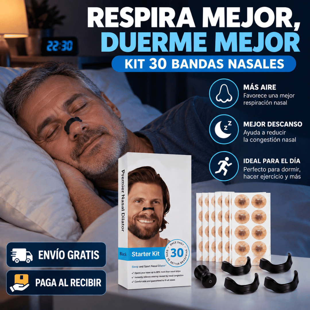 Kit 30 Bandas Nasales Magnéticas - Respira con mayor comodidad y disfruta un mejor descanso