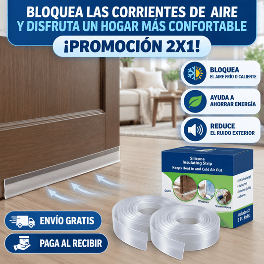 ¡Promo 2x1 Cinta Aislante Puertas y Ventana 2.5 M! - Sella puertas y ventanas para un hogar más protegido y confortable
