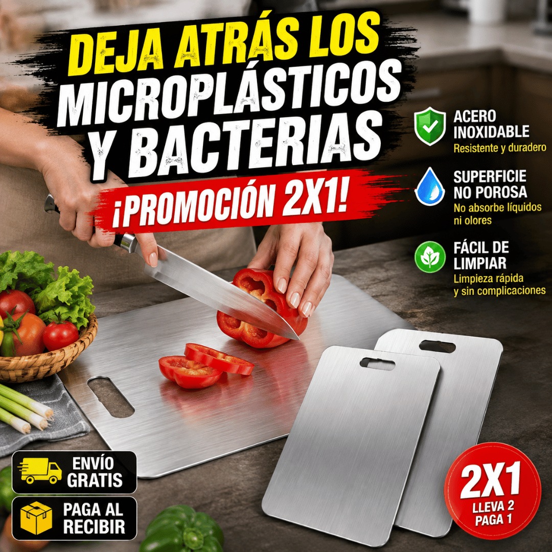 ¡Promo 2x1 Tablas de Picar Grado Alimenticio de Acero Inoxidable! - Superficie de acero higiénica, resistente y fácil de limpiar