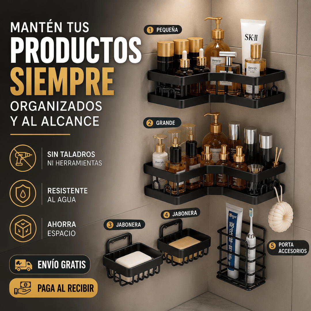 Set Organizador de Baño 5 Piezas - Mantén tus productos siempre organizados y al alcance