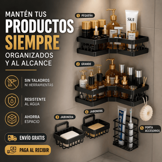 Set Organizador de Baño 5 Piezas - Mantén tus productos siempre organizados y al alcance