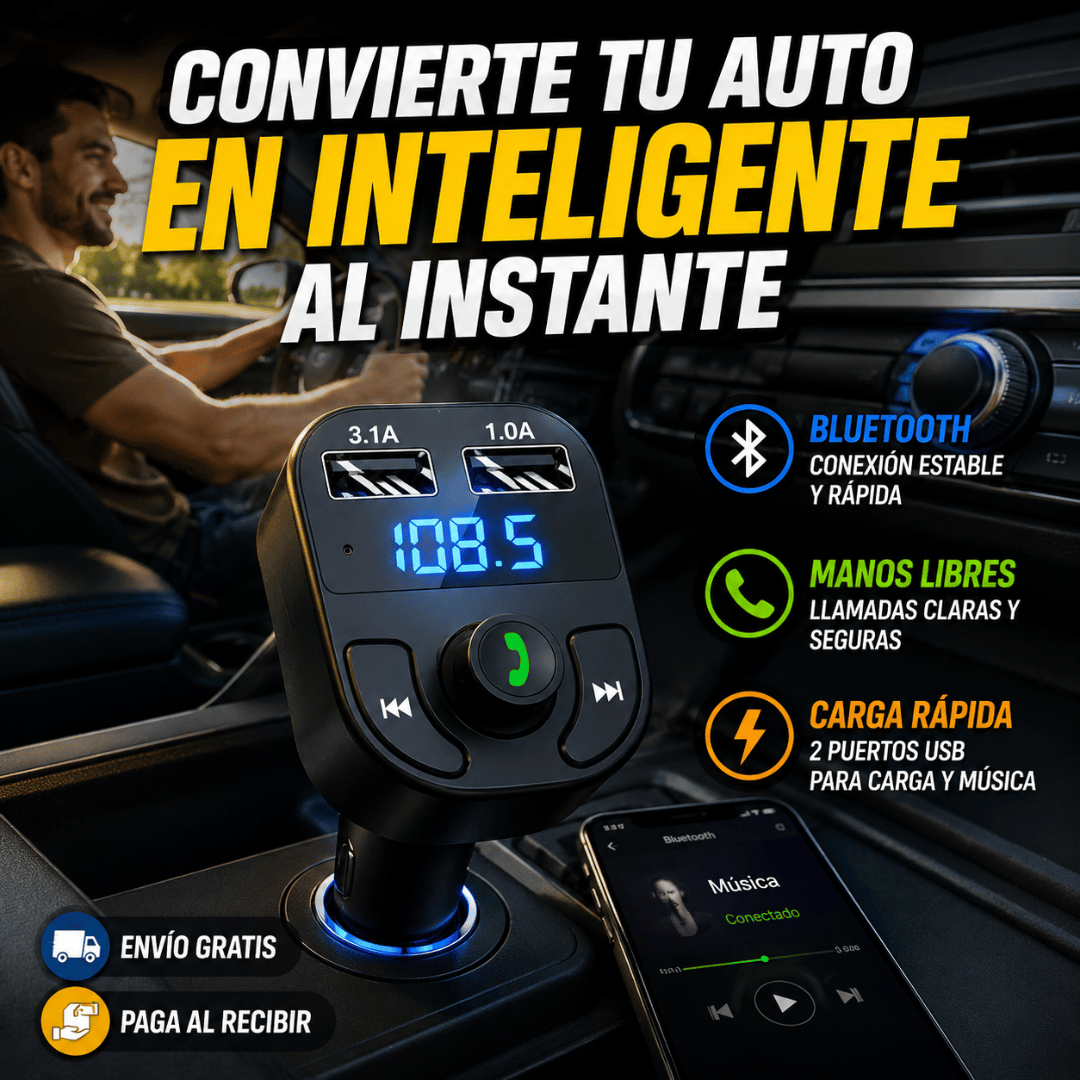 Transmisor Bluetooth para Autos - Actualiza tu auto antiguo en segundos y sin instalaciones complicadas