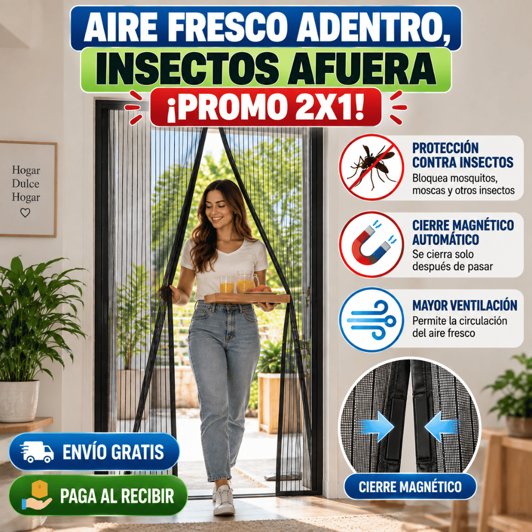 ¡Promo 2x1 Cortina Anti Mosquitos Magnética! - Disfruta aire fresco sin dejar entrar mosquitos y moscas