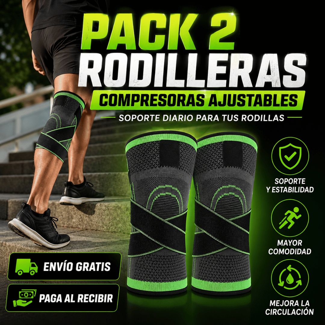 ¡Pack 2 Rodilleras Compresoras Ajustables - Aporta soporte y sensación de alivio en cada movimiento