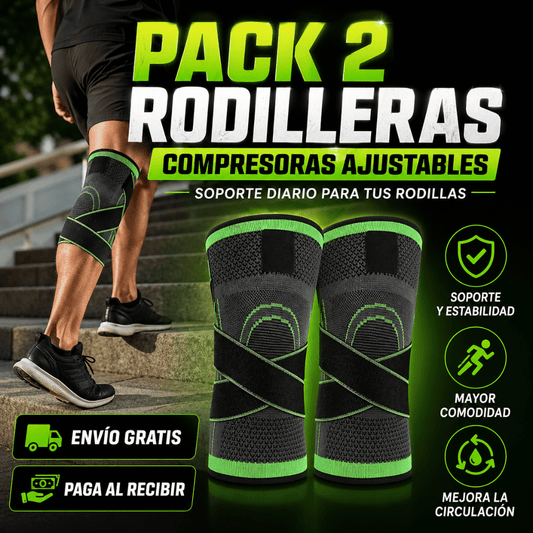 ¡Pack 2 Rodilleras Compresoras Ajustables - Aporta soporte y sensación de alivio en cada movimiento